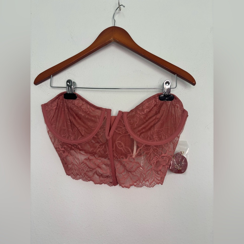 ANTHROPOLOGIE NWT ROSE LACE CORSET STYLE BRALETTE SZ XL